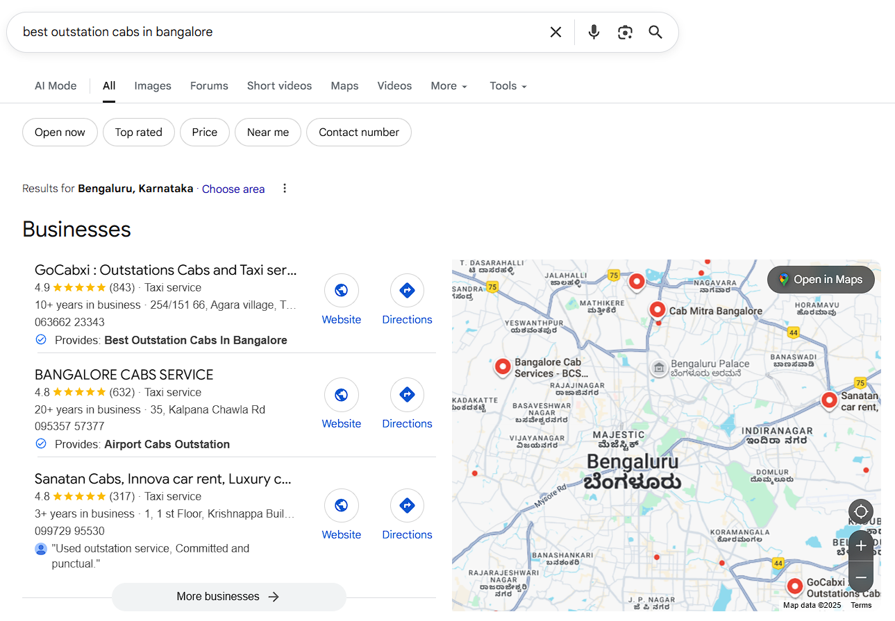 Bangalore Cab Services